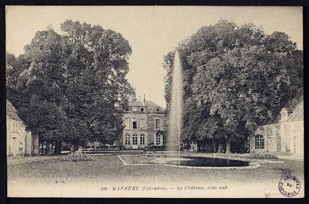 Château de Manerbe, carte postale, coll. archives départementales du Calvados